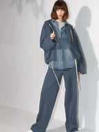 COCOBELLA Washed Distressed Loose Fit Denim Recycled Cotton Blend Pockets Women Jackets