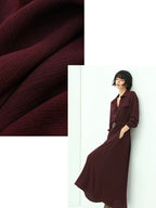 COCOBELLA Wine Red Belted Long Sleeve Polo Collar H Line Casual Shirt Dress Shirts