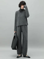 COCOBELLA Wool Blend 3D Tailored Lantern Straight Natural Waist Office Women Pants