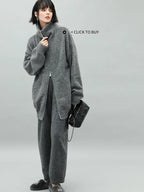 COCOBELLA Wool Blend 3D Tailored Lantern Straight Natural Waist Office Women Pants
