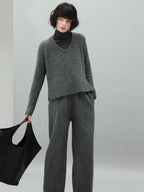 COCOBELLA Wool Blend 3D Tailored Lantern Straight Natural Waist Office Women Pants