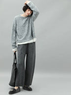 COCOBELLA Wool Blend 3D Tailored Lantern Straight Natural Waist Office Women Pants