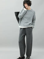 COCOBELLA Wool Blend 3D Tailored Lantern Straight Natural Waist Office Women Pants