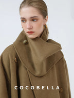 COCOBELLA Wool Blend British Commuter Loose Long Double Breasted Tobacco Brown Coats