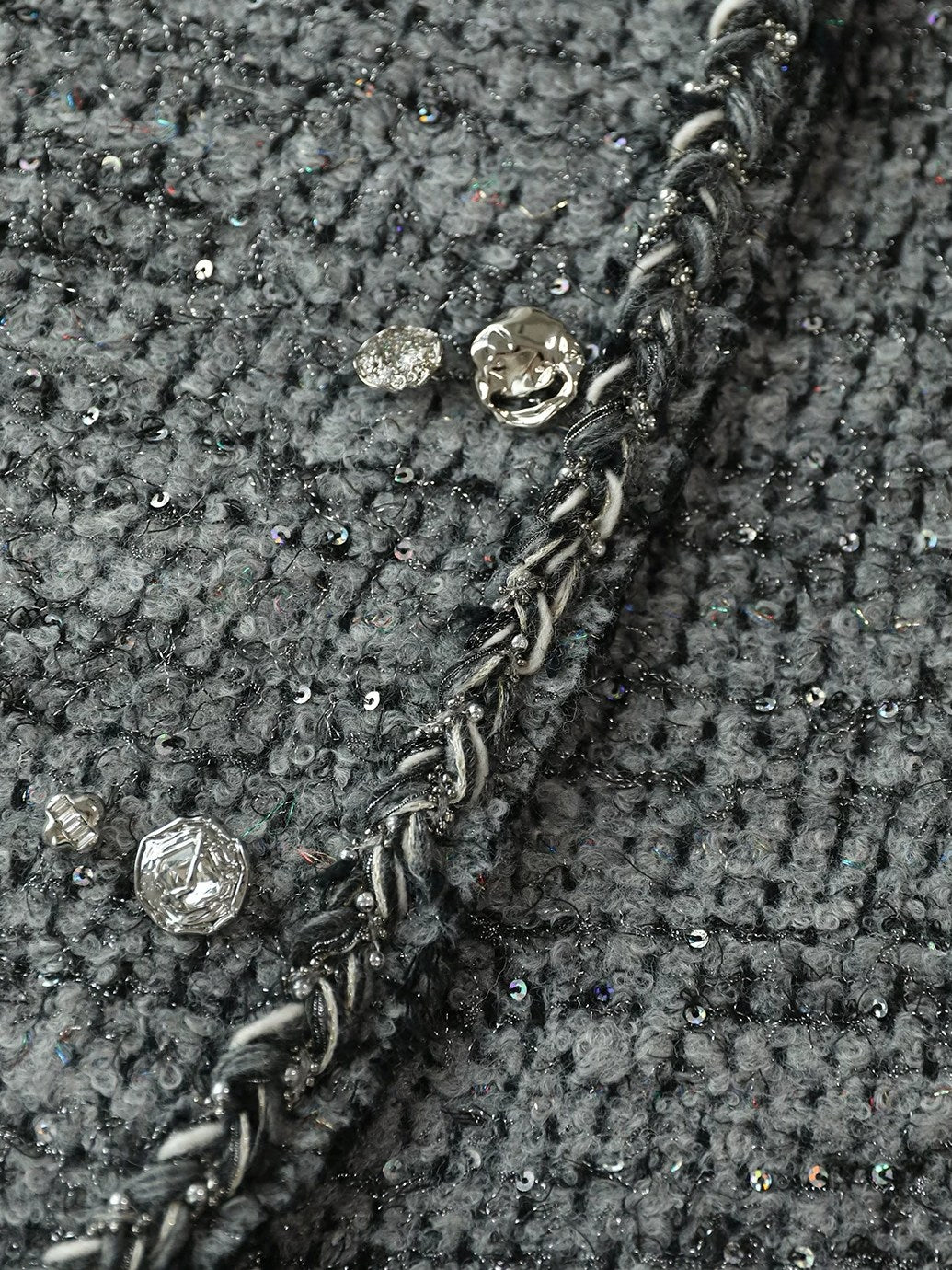 COCOBELLA Wool Blend Button Straight Fit Lapel Collar Office Sequin Paris Gray Coats