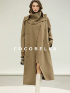 COCOBELLA Wool Blend Long Single Breasted Loose Fit British Commuter Women Overcoat Coats