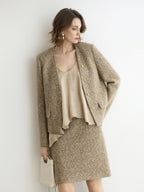 COCOBELLA Wool Blend Lurex 3D Embellished Straight Fit Ladylike Office Blazers