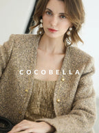 COCOBELLA Wool Blend Lurex 3D Embellished Straight Fit Ladylike Office Blazers