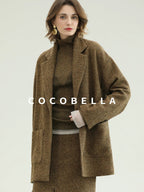 COCOBELLA Wool Blend Midlength Straight Open Cardigan Women Work Warm Ginger Coats