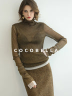 COCOBELLA Wool Blend Midlength Straight Open Cardigan Women Work Warm Ginger Coats