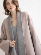 COCOBELLA Wool Blend Shell Embroidery Loose Fit Lapel Collar Office Wool Overcoats Coats