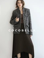 COCOBELLA Wool Blend Shine Straight Fit Stand Collar Single Button Office Workwear Jackets