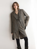 COCOBELLA Wool Blend Single Button Straight Cut Tailored Commuter Office Women Blazers