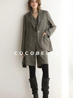 COCOBELLA Wool Blend Single Button Straight Cut Tailored Commuter Office Women Blazers