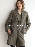 COCOBELLA Wool Blend Single Button Straight Cut Tailored Commuter Office Women Blazers