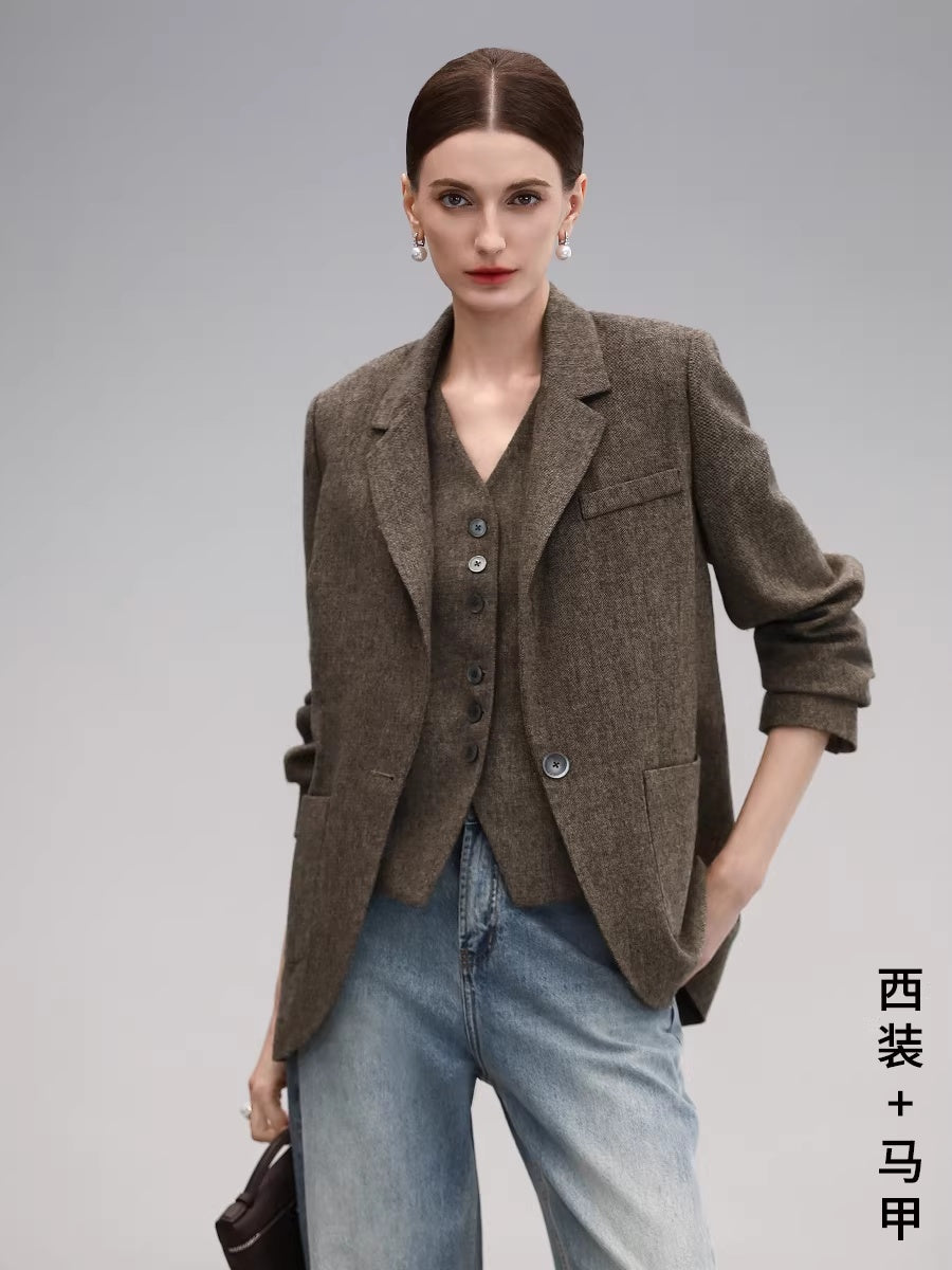 COCOBELLA_Wool_Blend_Straight_Fit_Single_Button_Notch_Lapel_Women_Office_Brown_Blazers_MISSTT