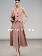 COCOBELLA Work Ready Button Double Breasted Straight Cut Short Honey Pink Women Blazers