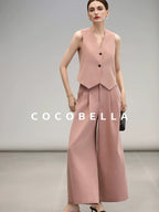 COCOBELLA Work Ready Button Double Breasted Straight Cut Short Honey Pink Women Blazers