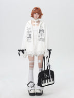 CRAZYGIRL 3d Wings Lace Up Zippered Oversized Mid Length Long Sleeve Women's Hoodies