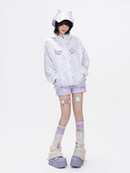 CRAZYGIRL Allover Star Print Hooded Loose Women's Uv Protection Lightweight Jackets
