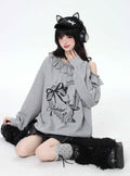 CRAZYGIRL_Asymmetric_Bow_Tie_One_Shoulder_Printed_Loose_Women's_Other_Material_Sweatshirts_1026171024405_MISSTT