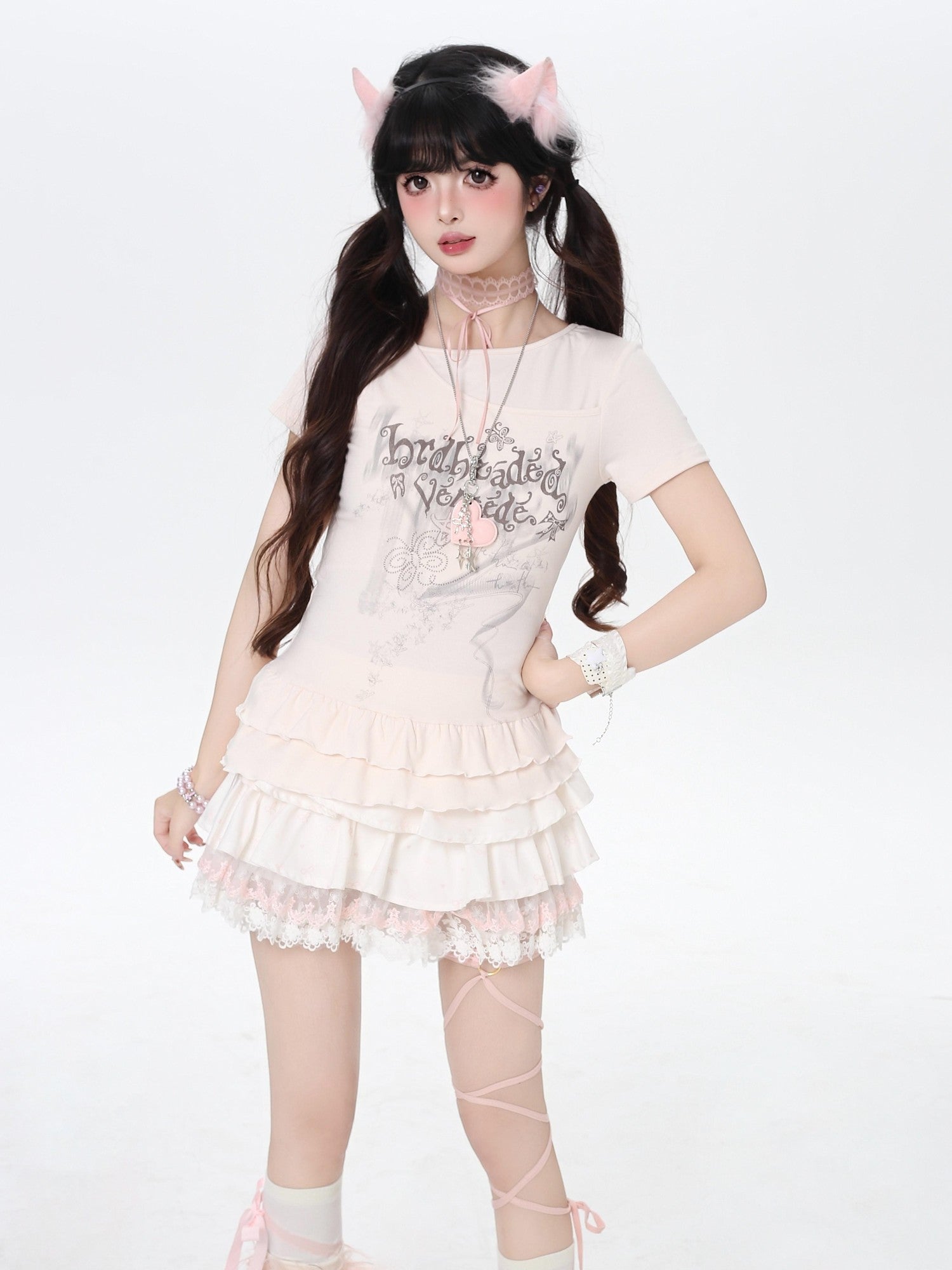 CRAZYGIRL Asymmetric Off Shoulder Ruffle Letter Print Slim Women's Short Sleeve T-shirts