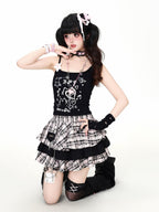 CRAZYGIRL Asymmetrical Shoulder Strap U Neck Slim Short Women's Other Fabric Tank Tops