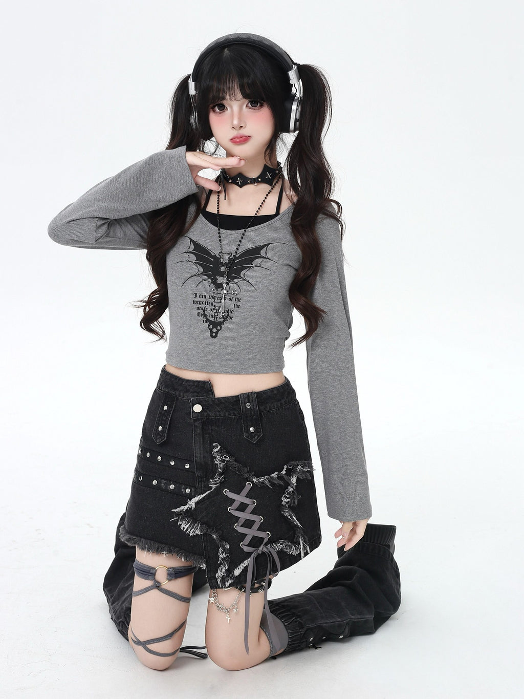 CRAZYGIRL Asymmetrical Star Tie High Waist A Line Women's Other Fabric Mini Skirts