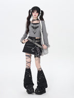 CRAZYGIRL Asymmetrical Star Tie High Waist A Line Women's Other Fabric Mini Skirts