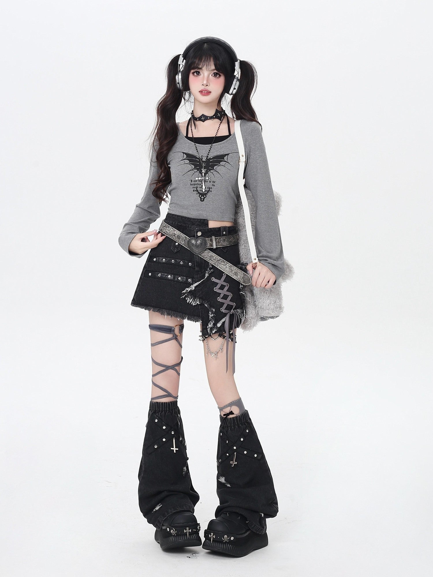 CRAZYGIRL Asymmetrical Star Tie High Waist A Line Women's Other Fabric Mini Skirts