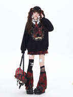 CRAZYGIRL Black Faux Two Piece College Style Stand Collar Loose Cute Women's Sweatshirts