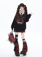 CRAZYGIRL Black Faux Two Piece College Style Stand Collar Loose Cute Women's Sweatshirts