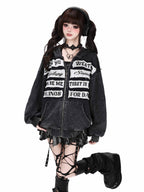 CRAZYGIRL_Black_Grey_Distressed_Letter_Patch_Zipper_Oversized_Women's_Hoodies_1071999762645_MISSTT