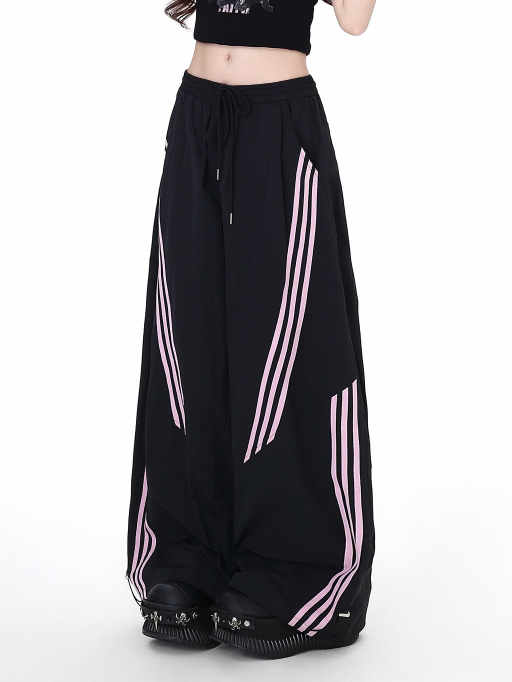 CRAZYGIRL_Black_Pink_Striped_Vintage_High_Waist_Relaxed_Sporty_Women's_Straight_Pants_1022788324988_MISSTT
