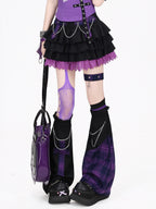 CRAZYGIRL Black Purple Plaid Patchwork Zipper High Waist Puff Women's Mini Skirts