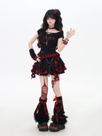 CRAZYGIRL Black Red Plaid Ruffled Lace Bow A Line High Waist Women's Mini Skirts