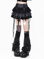 CRAZYGIRL Black Red Plaid Tulle Mesh Tiered Lace High Waist Patchwork Women's Mini Skirts