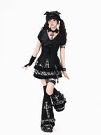 CRAZYGIRL Black White Check Puff Sleeve Lapel Collar Slim Waist Women's Shirts