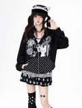 CRAZYGIRL_Black_White_Polka_Dot_Ruffle_Cat_Zip_Pocket_Hooded_Women's_Hoodies_1063204400711_MISSTT