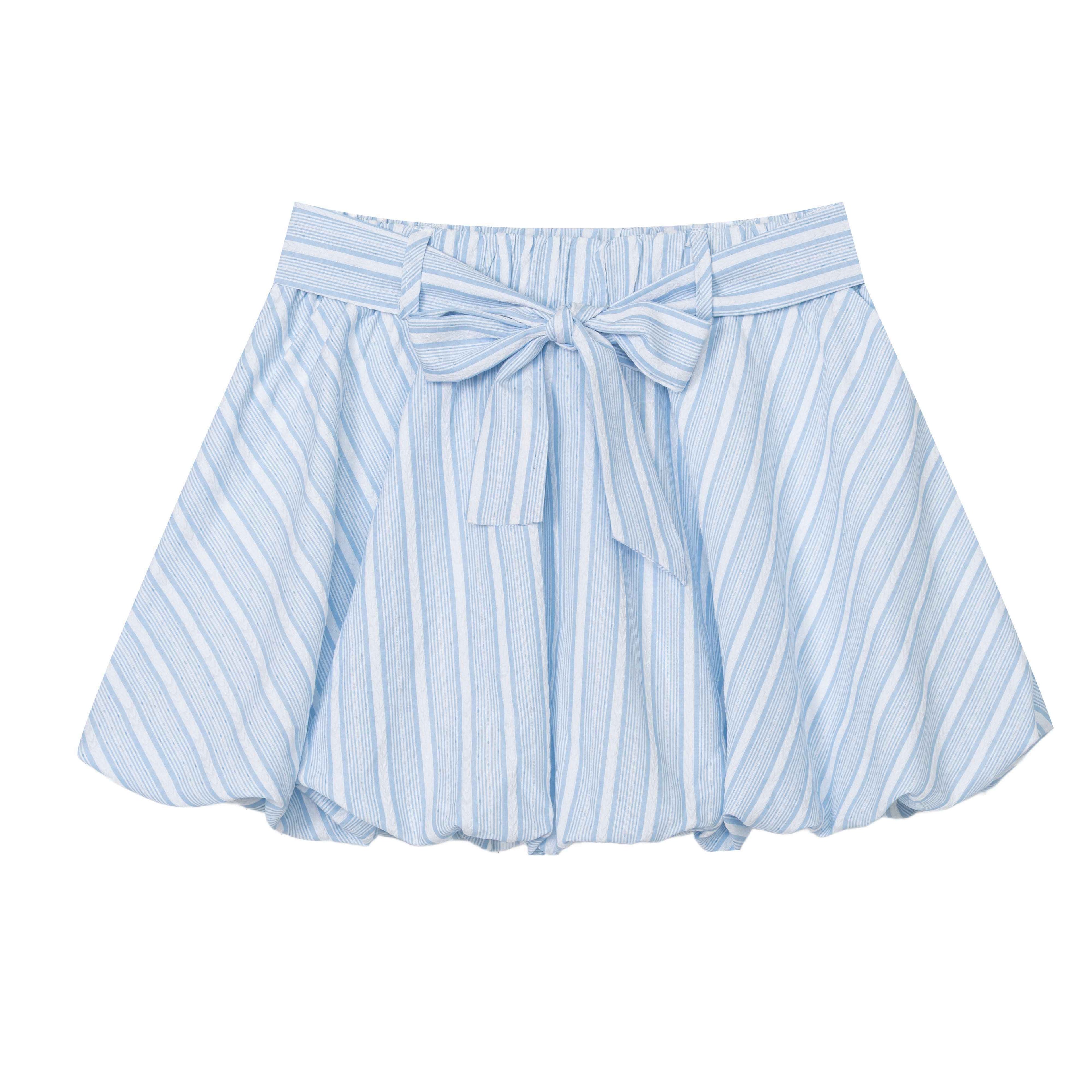 CRAZYGIRL_Blue_White_Striped_Puff_Sleeve_Embroidered_Waist_Cinch_Collared_Women's_Blouses_1054728940466_MISSTT
