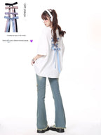 CRAZYGIRL_Bow_Knot_Tie_Up_Round_Neck_Loose_Women's_Lightweight_Short_Sleeve_T-shirts_710572685004_MISSTT