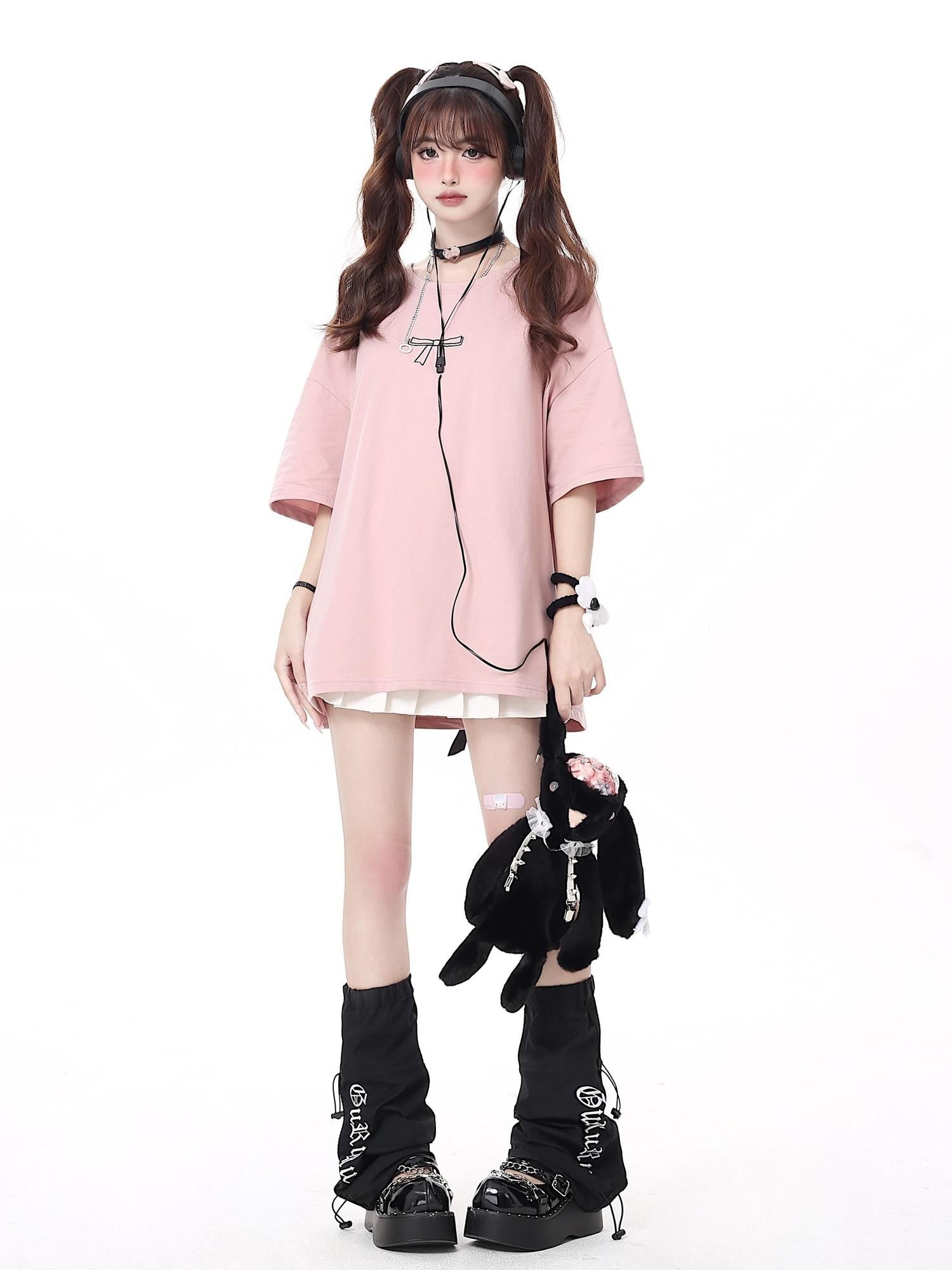 CRAZYGIRL Bow Knot Tie Up Round Neck Loose Women's Lightweight Short Sleeve T-shirts