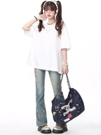 CRAZYGIRL Bow Knot Tie Up Round Neck Loose Women's Lightweight Short Sleeve T-shirts