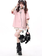 CRAZYGIRL Bow Knot Tie Up Round Neck Loose Women's Lightweight Short Sleeve T-shirts