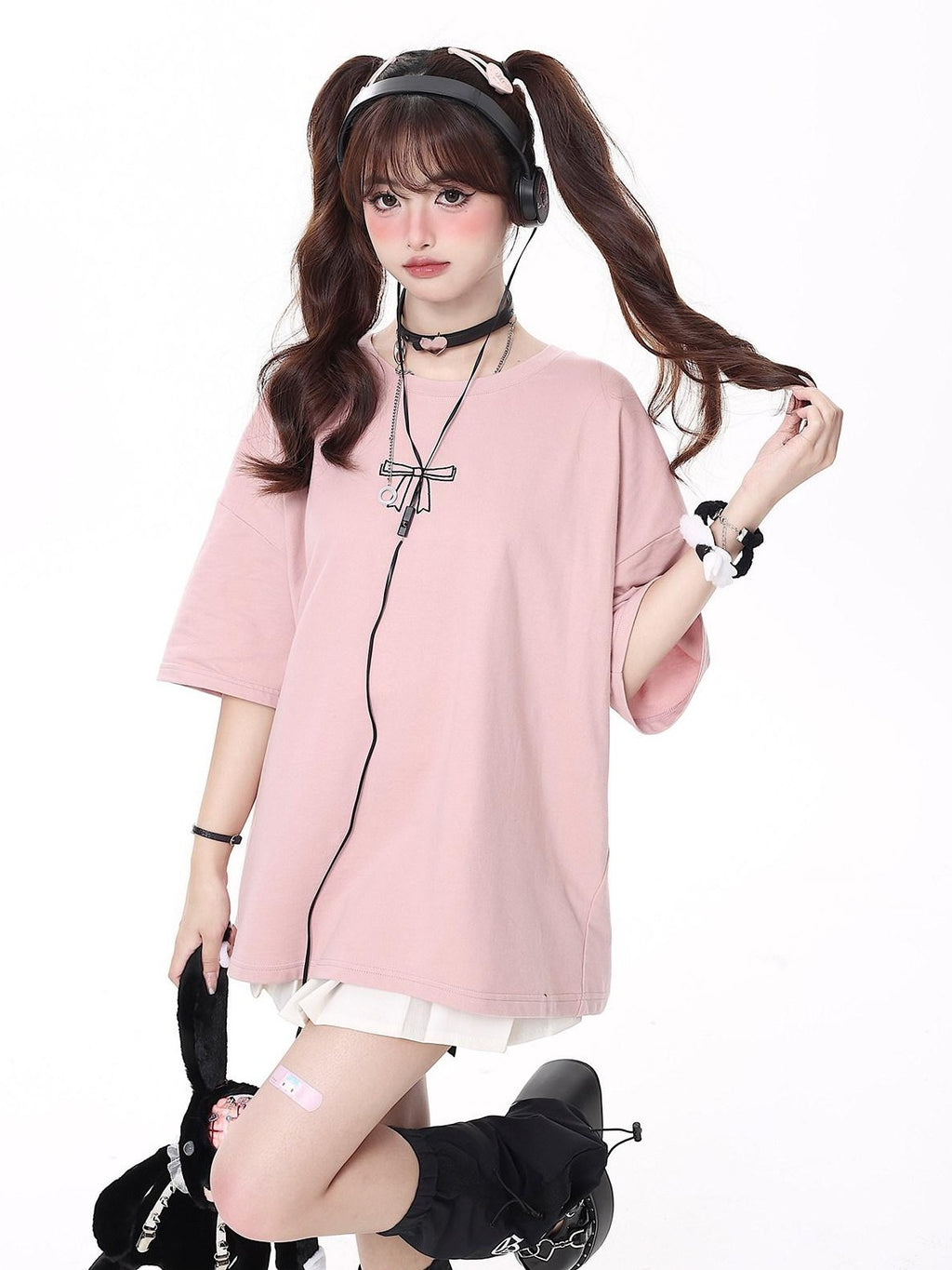 CRAZYGIRL Bow Knot Tie Up Round Neck Loose Women's Lightweight Short Sleeve T-shirts