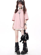 CRAZYGIRL Bow Knot Tie Up Round Neck Loose Women's Lightweight Short Sleeve T-shirts