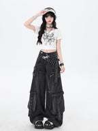 CRAZYGIRL Butterfly Fragment Halter Cropped Slim Women's Cotton Short Sleeve T-shirts