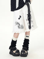 CRAZYGIRL_Cartoon_Graffiti_Polka_Dot_Lace_Trim_Belted_Button_Women's_Wide-leg_Pants_1037051320188_MISSTT