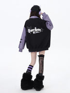 CRAZYGIRL Colorblock Embroidered Patchwork Heart Women's Pu Leather Casual Jackets