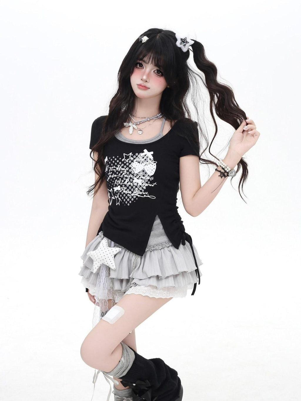 CRAZYGIRL Colorblock Halter Cross Print Bow Slim Cropped Women's Short Sleeve T-shirts